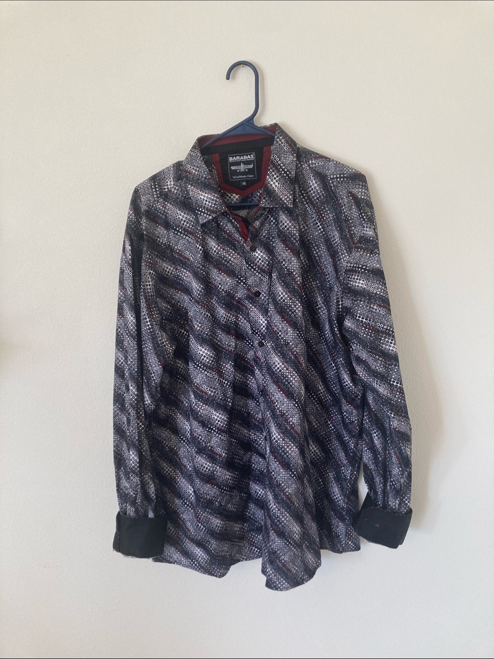 Barabas 4XL Black and Burgundy Shirt